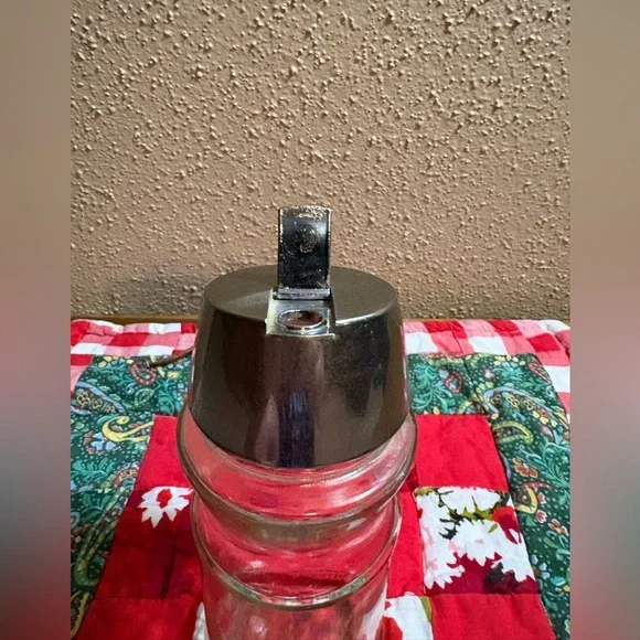 Vintage Clear Glass Sugar Shaker with Metal Lid